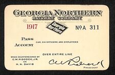 Georgia Northern Railway Co. GNRR Unused 1917 Yearly Railroad Pass NOS VGC picture