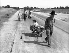 Migrant family walking highway Idabel Oklahoma to Krebs Oklahoma 1938 Old Photo picture