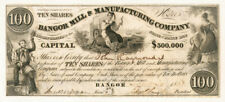Bangor Mill and Manufacturing Co - Stock Certificate - Early Stocks and Bonds picture