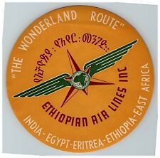 Ethiopian Air Lines Luggage Label Gummed India Egypt East Africa Wonderland picture