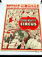 Antique Clyde Beatty Circus Carnival Poster Program Buffalo New York NY courier picture