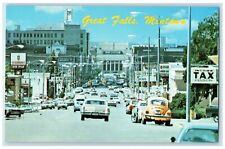 c1950's Central Avenue Business District Cars Great Falls Montana MT  Postcard picture