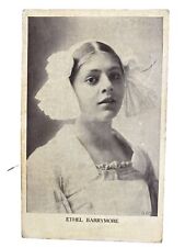 1908 Ethel Barrymore Posing in All White Dress RPPC Postcard picture