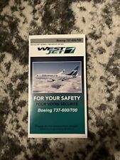 FREE SHIPPING: WestJet Boeing737-600 Safety Card 2014 Revision - Good Condition picture