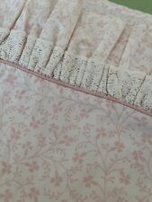 Vtg LAURA ASHLEY FULL Flat Sheet Pink Flowers & Lace Ruffle picture