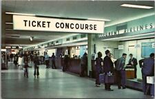 1960s Windsor Locks, CT Postcard  BRADLEY INTERNATIONAL AIRPORT Ticket Concourse picture