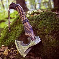 HAND FORGED CARBON STEEL BEST VIKING AXE FOR CAMPING HATCHET | ODIN'S VIKING AXE picture