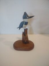 Belted Kingfisher Original Bird Wood Carving Signed A.H  Neidhert 
