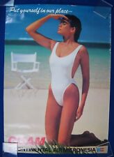 Vintage Guam Continental Airlines Travel Poster Signed Kim Santos Miss Guam/Worl picture