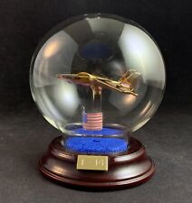 Vintage Navy F-14 Fighter Jet Glass Figurine in Dome picture