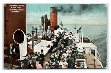 Postcard Outward Bound A Deck Scene on the NRL Steamer Chippewa 1909 T16 picture