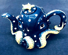 New Blue Sky Clayworks Blue Octopus Nautical Teapot by Heather Goldminc~New~2022 picture