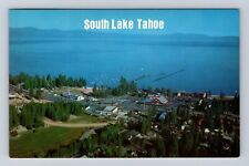 South Lake Tahoe CA-California, Aerial Of Town Area, Antique, Vintage Postcard picture