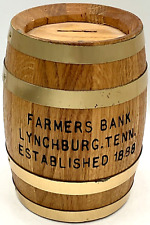 Vintage Farmers Bank Lynchburg Tennessee Est. 1888 Liquor Cask Style Coin Bank picture
