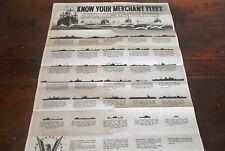 RARE WWII 1944 Know Your Merchant Fleet ship Identification poster picture