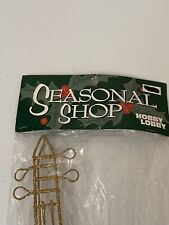 VTG 12.25” Violin Christmas Ornament Glittery Gold Wired Decor Holidays picture
