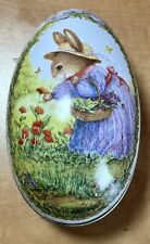 Vintage Easter Egg Candy Container Bunny Rabbit Tin Litho Susan Wheeler 5