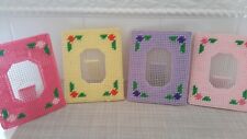 Set of 4 Handmade Plastic Canvas Needlepoint Picture Frames  EUC picture