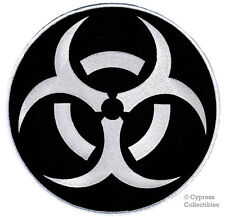 LARGE BIOHAZARD RADIATION SYMBOL PATCH BLACK embroidered iron-on WARNING SIGN picture