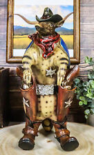 Western Rustic Texas Sherriff Cowboy Texan Armadillo Big Guns And Boots Figurine picture