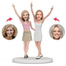 Lesbian Couple Cheering Up Custom Bobblehead With Engraved Text picture