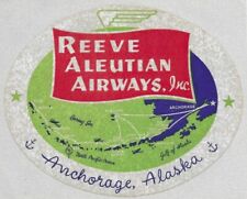 VINTAGE Reeve Aleutian Airways, Anchorage Alaska Sticker 5in x 4in picture