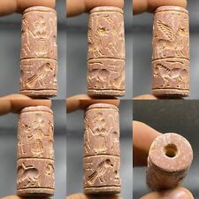Unique Near Eastern Ancient Jasper Intaglio Stone Cylinder Seal Stamp Bead picture