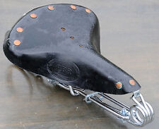 Black Leather Hairpin Saddle   Vintage Schwinn Chopper Rat Rod Cruiser Bike Seat picture
