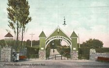 Postcard MA Brockton Mass Entrance to Highland Park Unused Vintage PC f7514 picture