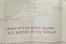 MAIN TRUNK AIR ROUTES OF THE WORLD 1930 LARGE VINTAGE AVIATION AIRLINE MAP   picture