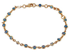 10K YELLOW GOLD BRACELET WITH BLUE EVIL EYES  picture