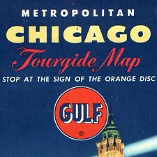 1951 Chicago, IL Gulf Oil Tourgide Road Map Water Tower Pumping Gas Station 4C picture