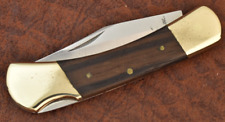 VINTAGE KLEIN TOOLS INC JAPAN WOOD 7 BRASS LOCKBACK KNIFE 44035 NICE (15809) picture