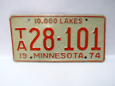 1974 Red On White  Minnesota Car License Plate # TA 28-101 picture