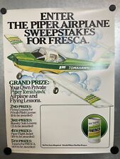RARE VINTAGE 1970s PIPER TOMAHAWK AIRPLANE / FRESCA POSTER: MINTY picture