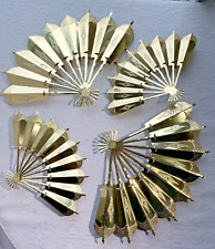 Vintage Set Of 4 HOMCO Brass Gold Metal Fans MCM Wall Decor 1980s Hollywood Glam picture