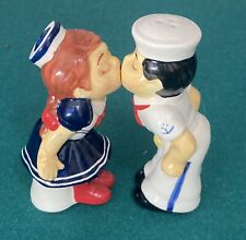Vintage Kissing Sailor Salt & Pepper Shakers Magnet on Lips Size is 4.5x4inches picture