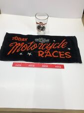 Harley Davidson Motorcycle Races Glass and Display Rag picture