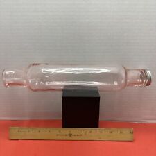 Vintage PINK Hollow Glass Rolling Pin Metal Cap 14 Inches Long Farmhouse Cottage picture