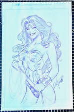 Original Signed Al Rio Wonder Woman Colored Pencil Commission 11X17 picture
