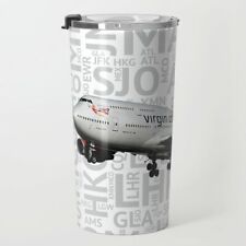 Virgin Atlantic 747-400 with Airport Codes - Metal Travel Mug (20oz) picture