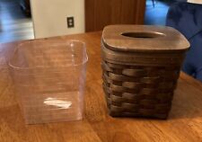 Longaberger 2005 Deep Brown Tall Tissue Basket Protector & Wooden Lid. picture