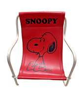 1958 Vintage Peanuts Plush Snoopy Beach Chair Red Vinyl Sling Metal Frame 7x6.5 picture