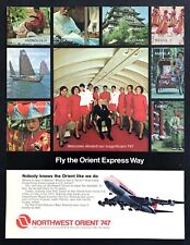 1972 Northwest Orient Airlines 747 Crew & Stewardess photo vintage print ad picture