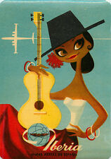 Lineas Aereas ~IBERIA / SPAIN~ Great WOMAN & GUITAR Airline Luggage Label 1955 picture