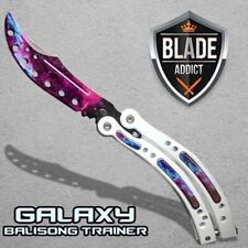 CSGO Practice Knife Balisong Butterfly Trainer - Non Sharp Dull - Galaxy White picture