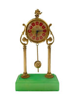 Clock Brass Cherub Top Design Windup Clock with Stone Base Vintage Decor picture