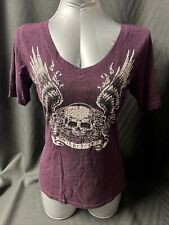 Women's Harley-Davidson Tshirt Paradise Portland OR Size S - studded skull print picture