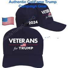 Official Authentic CaliFame Veterans For Trump Campaign Structured Navy Hat MAGA picture