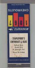 Matchbook Cover - 1967 Chevrolet Dealer Stapleford's Chevrolet St. Georges DE picture